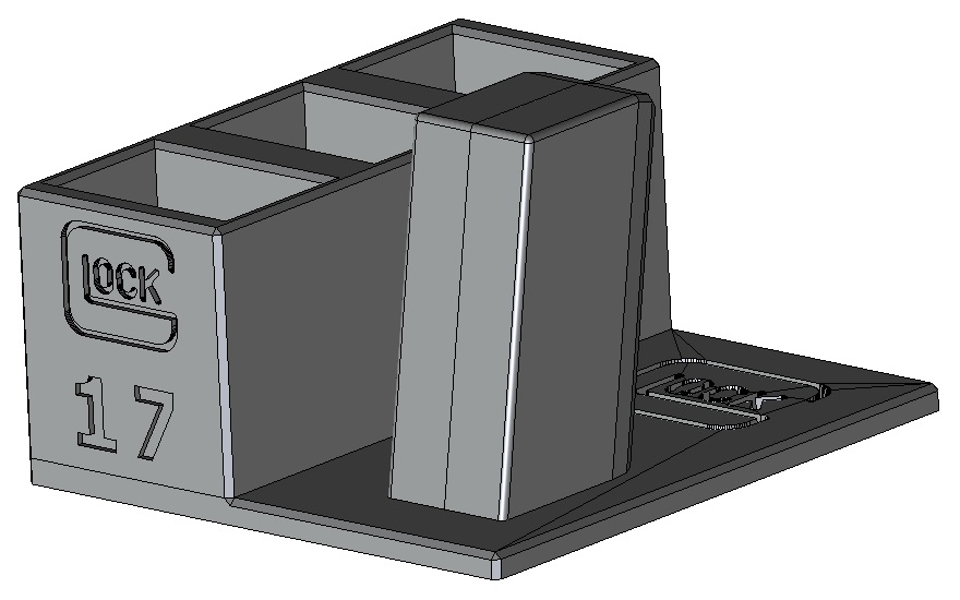 Stojánek do trezoru na Glock 17 + 3 zásobníky