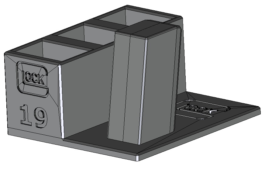 Stojánek do trezoru na Glock 19 + 3 zásobníky