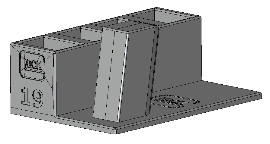 Stojánek do trezoru na Glock 19 + 4 zásobníky