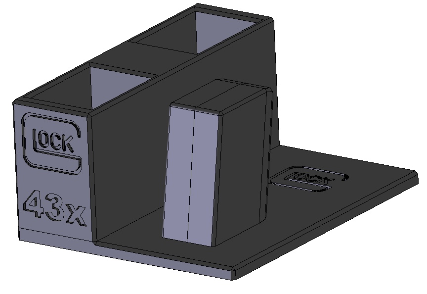 Stojánek do trezoru na Glock 43x a 2 zásobníky