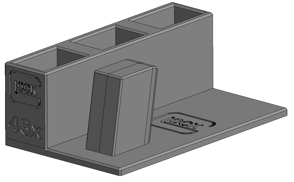 Stojánek do trezoru na Glock 43x a 3 zásobníky