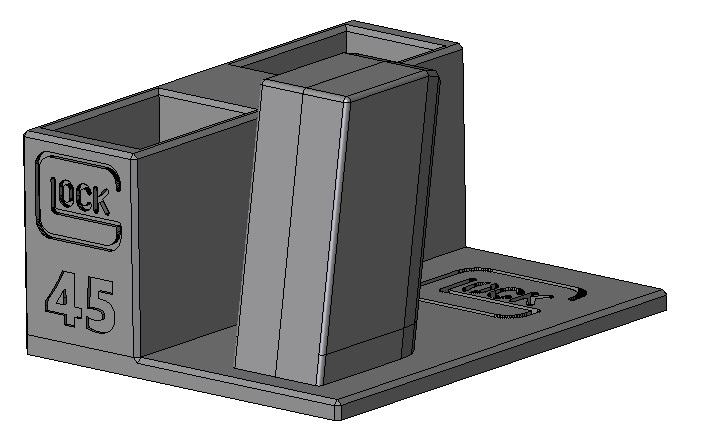 Stojánek do trezoru na Glock 45 a 2 zásobníky