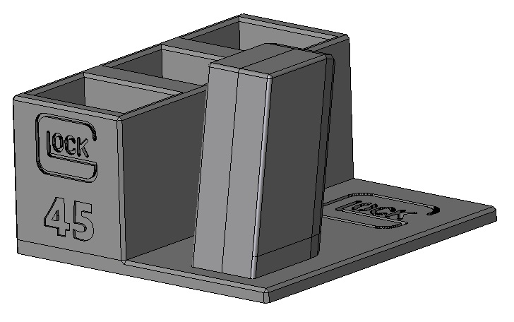 Stojánek do trezoru na Glock 45 a 3 zásobníky